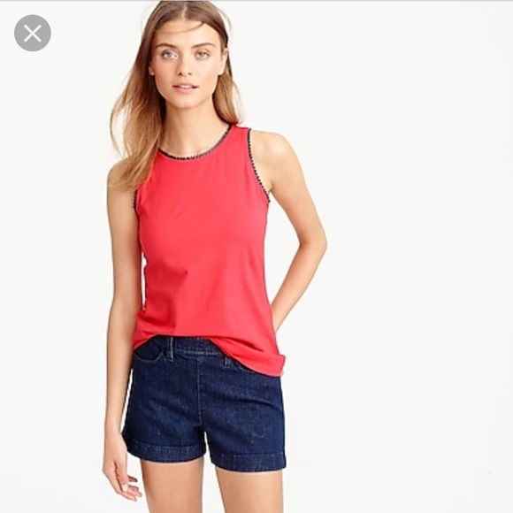 J. Crew Tops - J. Crew Faux- Leather Scalloped Trim Tank Size M